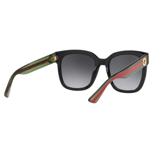 New GUCCI Sunglasses Black Square Red Green Web Arms Gold Metal GG Logo 54-20mm - Picture 6 of 7